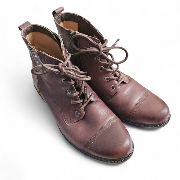 Brown Leather Ankle Boots | Lace-Up Zip | Size 8.5 / 40 | Made in England - Picture 1 of 6